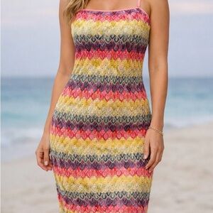 Vintage Jonathan Martin Missoni Zigzag Maxi Dress Multicolored Lage USA Made